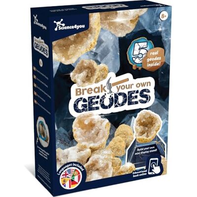 Science4you Rompe 5 Geodas Premium para Niños – Aprende sobre Rocas y Minerales con este Kit de Geodas, Kit Educativo, Regalo de Mineralogía y Geología para Niños y Niñas de 6 7 8 9+ Science4you Rompe 5 Geodas Premium para Niños – Aprende sobre Rocas y Minerales con este Kit de Geodas, Kit Educativo, Regalo de Mineralogía y Geología para Niños y Niñas de 6 7 8 9+