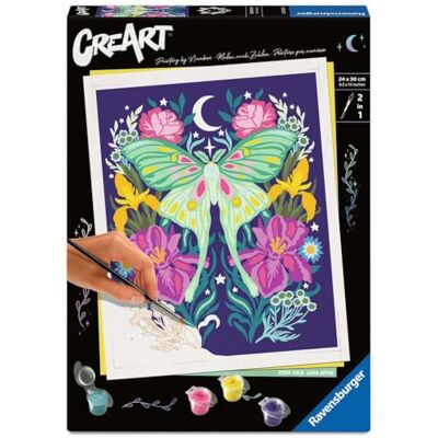 Ravensburger CreArt Pixie Cold: Luna Moth, Pintura por números para Adultos y niños Mayores de 12 años, Juego Completo de Pinturas acrílicas Ravensburger CreArt Pixie Cold: Luna Moth, Pintura por números para Adultos y niños Mayores de 12 años, Juego Completo de Pinturas acrílicas