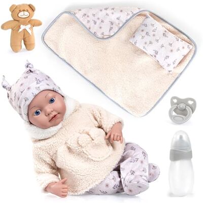 Bayer Design Muñeca bebé de Verdad Reborn, Realista, 38 cm, Chupete biberón, almohada, manta, peluche muñeco para niñas y niños Bayer Design Muñeca bebé de Verdad Reborn, Realista, 38 cm, Chupete biberón, almohada, manta, peluche muñeco para niñas y niños