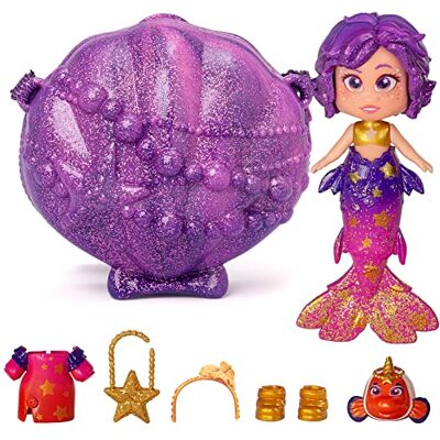 KOOKYLOOS Mermaids STAR – Muñeca sirena con 1 concha-bolsito, 1 cola de sirena, 1 mascota, ropa, accesorios y zapatos KOOKYLOOS Mermaids STAR – Muñeca sirena con 1 concha-bolsito, 1 cola de sirena, 1 mascota, ropa, accesorios y zapatos