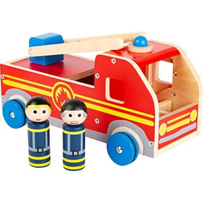 small foot Company- Camión de Bomberos Grande de Madera, con Figuras de Juego y Escalera de Rescate Móvil, a Partir de 3 Años de Edad Juguetes, Multicolor () small foot Company- Camión de Bomberos Grande de Madera, con Figuras de Juego y Escalera de Rescate Móvil, a Partir de 3 Años de Edad Juguetes, Multicolor ()