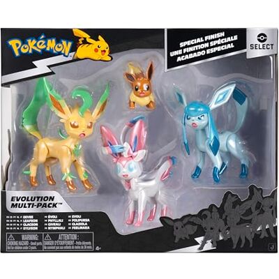 Pokémon Pack evolución Select Incluye una Figura Eevee de 5 cm, además de Las Figuras de Batalla Leafeon, Glaceon y Sylveon de 7,5 cm, con Acabado Exclusivo Pokémon Pack evolución Select Incluye una Figura Eevee de 5 cm, además de Las Figuras de Batalla Leafeon, Glaceon y Sylveon de 7,5 cm, con Acabado Exclusivo