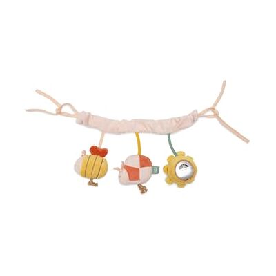 Jollein Cadena para Cochecito – Pretty Picnic – Sol, Abeja y Mariquita – Juguete para Cochecito con Espejo y Sonidos – Juguete sensorial para Llevar – con Correa de Tela para sujetarlo Jollein Cadena para Cochecito – Pretty Picnic – Sol, Abeja y Mariquita – Juguete para Cochecito con Espejo y Sonidos – Juguete sensorial para Llevar – con Correa de Tela para sujetarlo