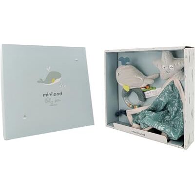 Miniland Pack Regalo Bebé Recién Nacido, Set Doudou y Sonajero Sensorial, Juguete de Apego Suave y Seguro 100% Lavable, Ideal Canastilla y Baby Shower, 0 Meses, Verde Ocean Miniland Pack Regalo Bebé Recién Nacido, Set Doudou y Sonajero Sensorial, Juguete de Apego Suave y Seguro 100% Lavable, Ideal Canastilla y Baby Shower, 0 Meses, Verde Ocean
