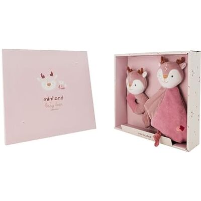 Miniland Pack Regalo Bebé Recién Nacido, Set Doudou y Sonajero Sensorial, Juguete de Apego Suave y Seguro 100% Lavable, Ideal Canastilla y Baby Shower, 0 Meses, Rosa Ciervo Miniland Pack Regalo Bebé Recién Nacido, Set Doudou y Sonajero Sensorial, Juguete de Apego Suave y Seguro 100% Lavable, Ideal Canastilla y Baby Shower, 0 Meses, Rosa Ciervo