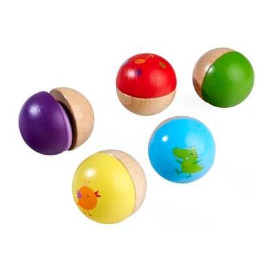 Eichhorn Juego de 5 Bolas de Sonido Musical con Diferentes Funciones de Sonido como sonajero, Campana y chirrido, promueve la percepción acústica y Las Habilidades motoras, de Madera de Haya y Cerezo Eichhorn Juego de 5 Bolas de Sonido Musical con Diferentes Funciones de Sonido como sonajero, Campana y chirrido, promueve la percepción acústica y Las Habilidades motoras, de Madera de Haya y Cerezo