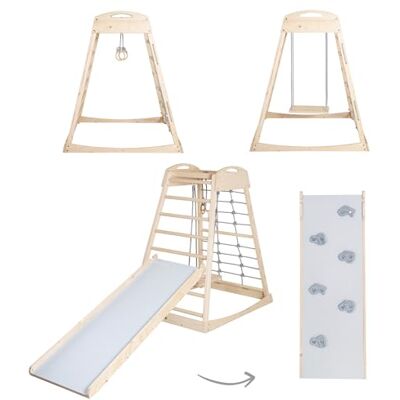 roba Torre de Escalada Montessori Interior con Tabla 2en1 Deslizante y de Escalada, Red y Peldaños, Columpio y Anillas – Desde 24 Meses – Soporta hasta 70 kg – Madera Natural roba Torre de Escalada Montessori Interior con Tabla 2en1 Deslizante y de Escalada, Red y Peldaños, Columpio y Anillas – Desde 24 Meses – Soporta hasta 70 kg – Madera Natural