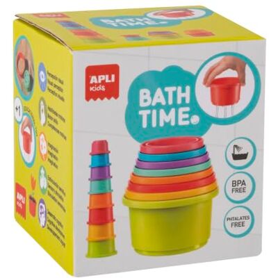 APLI Kids -8 Vasos Apilables para Bebé y Baño, Juego Sensorial APLI Kids -8 Vasos Apilables para Bebé y Baño, Juego Sensorial