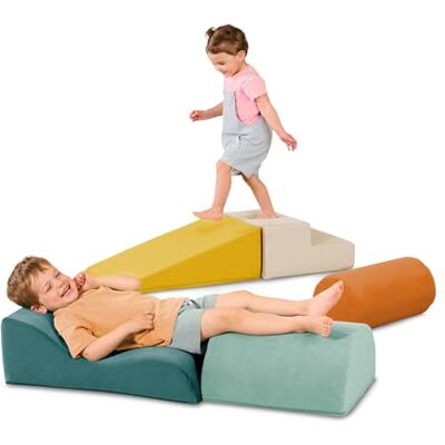 B. toys WonderShapes Formas de espuma sensoriales Juego de construcción de espuma de 5 piezas Cilindro, Rampa, Escalera, Rampa ondulada, Medio cilindro 12 Meses + B. toys WonderShapes Formas de espuma sensoriales Juego de construcción de espuma de 5 piezas Cilindro, Rampa, Escalera, Rampa ondulada, Medio cilindro 12 Meses +