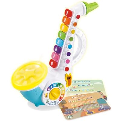 VTech Leapfrog Saxofón Colores Musicales, Instrumento de música Infantil, Saxofón Interactivo con partituras de 4 Canciones, Juguete Musical, Regalo para niños +18 Meses, Versión ESP VTech Leapfrog Saxofón Colores Musicales, Instrumento de música Infantil, Saxofón Interactivo con partituras de 4 Canciones, Juguete Musical, Regalo para niños +18 Meses, Versión ESP