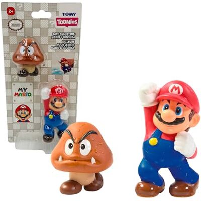 Bizak Super Mario Salpicadores para el Baño Mario y Goomba, Figuras blanditas Que lanzan Agua, Juguetes de baño para niños, Set 2 Personajes Oficiales Nintendo, +2 años () Bizak Super Mario Salpicadores para el Baño Mario y Goomba, Figuras blanditas Que lanzan Agua, Juguetes de baño para niños, Set 2 Personajes Oficiales Nintendo, +2 años ()