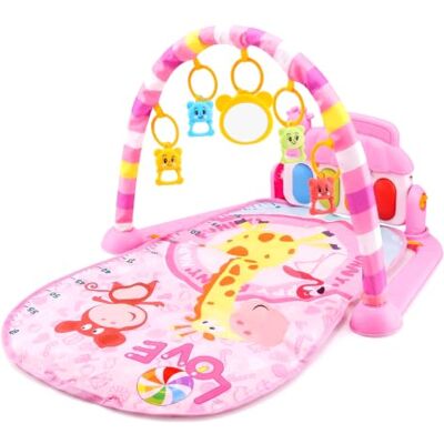 Comebachome Tapetes de juegos para bebés para el piso, tapete de juegos para bebés con estampado de animales de dibujos animados con música, luces y sonajeros colgantes, tapete para el tiempo boca abajo para act Comebachome Tapetes de juegos para bebés para el piso, tapete de juegos para bebés con estampado de animales de dibujos animados con música, luces y sonajeros colgantes, tapete para el tiempo boca abajo para act
