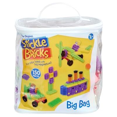 Stickle Bricks Big Bag – Bloques de construcción para niños pequeños para insertar y apilar en formas y colores coloridos, juego creativo con diversión de aprendizaje STEM, bolsa incluida, a partir de Stickle Bricks Big Bag – Bloques de construcción para niños pequeños para insertar y apilar en formas y colores coloridos, juego creativo con diversión de aprendizaje STEM, bolsa incluida, a partir de