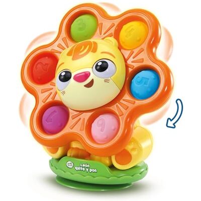VTech Leapfrog Juguete con Ventosa León Quita y pon, Juguete para la Trona, Exploración sensorial, Motricidad Fina, Botones Pop-It de Silicona, Regalo bebés +6 Meses, Versión ESP VTech Leapfrog Juguete con Ventosa León Quita y pon, Juguete para la Trona, Exploración sensorial, Motricidad Fina, Botones Pop-It de Silicona, Regalo bebés +6 Meses, Versión ESP