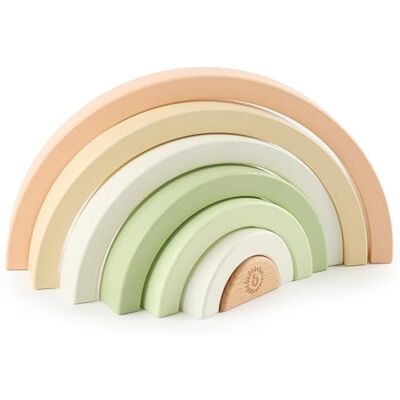BIECO Arco Iris de Madera Torre Apilable Montessori para Bebé, Juego de Montaje y Decoración a partir de 1 Año, Diseño de Conejo Fino BIECO Arco Iris de Madera Torre Apilable Montessori para Bebé, Juego de Montaje y Decoración a partir de 1 Año, Diseño de Conejo Fino
