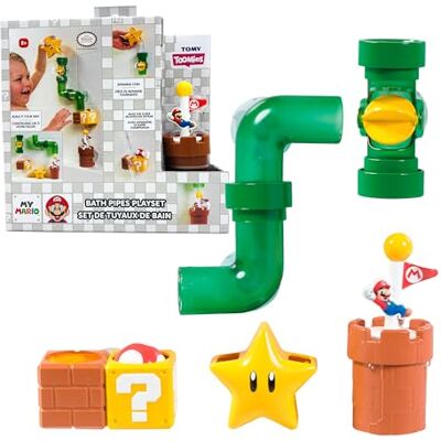 Bizak Super Mario Set de Tuberías para el Baño, Juguete de Agua con tuberías conectables, Figura Mario Flotante y Accesorios interactivos, Juego baño para niños +2 años () Bizak Super Mario Set de Tuberías para el Baño, Juguete de Agua con tuberías conectables, Figura Mario Flotante y Accesorios interactivos, Juego baño para niños +2 años ()