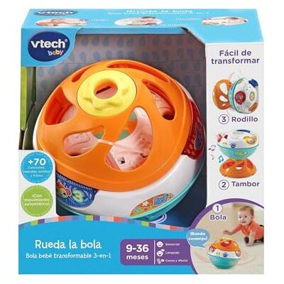 VTech Rueda la Bola 3 en 1, Pelota interactiva para bebés +9 Meses, transformable en diábolo y Tambor, Versión ESP VTech Rueda la Bola 3 en 1, Pelota interactiva para bebés +9 Meses, transformable en diábolo y Tambor, Versión ESP