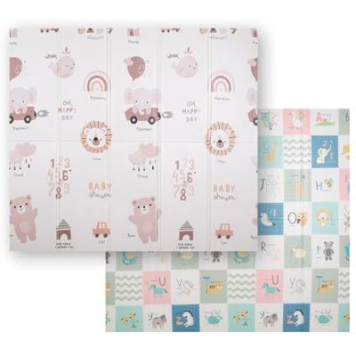 KiddyMoon Alfombra Bebe De Espuma Reversible Acolchada Tapete Para Niños Estera Para Gatear Plegable Colchoneta Infantil Jugar Con Gráficos Educativos Interior Y Exterior 180X200x1cm, Marrón-Elefante KiddyMoon Alfombra Bebe De Espuma Reversible Acolchada Tapete Para Niños Estera Para Gatear Plegable Colchoneta Infantil Jugar Con Gráficos Educativos Interior Y Exterior 180X200x1cm, Marrón-Elefante