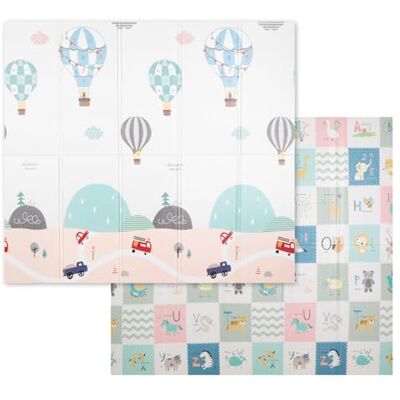 KiddyMoon Alfombra Bebe De Espuma Reversible Acolchada Tapete Para Niños Estera Para Gatear Plegable Colchoneta Infantil Jugar Con Gráficos Educativos Interior Y Exterior 180X200x1cm, Gris-Globos KiddyMoon Alfombra Bebe De Espuma Reversible Acolchada Tapete Para Niños Estera Para Gatear Plegable Colchoneta Infantil Jugar Con Gráficos Educativos Interior Y Exterior 180X200x1cm, Gris-Globos