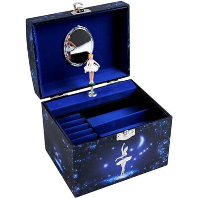 Trousselier Gran Caja de joyería Musical fosforescente Bailarina Estrella Vanity Case Colorido Azul Marino Trousselier Gran Caja de joyería Musical fosforescente Bailarina Estrella Vanity Case Colorido Azul Marino