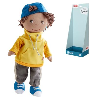 HABA Muñeca Bruno – Muñeca de Tela Fresca de 30 cm para niños pequeños, fácil de Poner y Quitar, fácil de Limpiar y Lavable, a Partir de 18 Meses, 2011832001 HABA Muñeca Bruno – Muñeca de Tela Fresca de 30 cm para niños pequeños, fácil de Poner y Quitar, fácil de Limpiar y Lavable, a Partir de 18 Meses, 2011832001