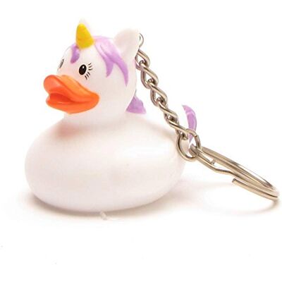 Duckshop Llavero de unicornio blanco con pato de baño, 4,5 cm de largo Duckshop Llavero de unicornio blanco con pato de baño, 4,5 cm de largo