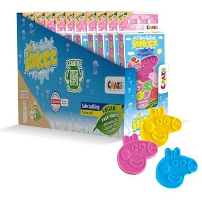 INKEE 10 Mini Packs Peppa Pig, Set De 3 Bombas De Baño Para Niños Con Formas De Sus Personajes De Peppa Pig Y Aroma de Fresa, Diversión Asegurada INKEE 10 Mini Packs Peppa Pig, Set De 3 Bombas De Baño Para Niños Con Formas De Sus Personajes De Peppa Pig Y Aroma de Fresa, Diversión Asegurada