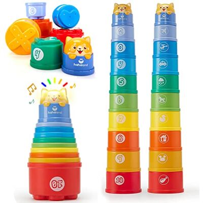 hahaland Cubos Apilables Juguetes Bebe 6-12 Meses, Tazas Apilables 10 Piezas, Juguetes Montessori para Niños 1 2 años,Luces y Sonidos, Números, Formas hahaland Cubos Apilables Juguetes Bebe 6-12 Meses, Tazas Apilables 10 Piezas, Juguetes Montessori para Niños 1 2 años,Luces y Sonidos, Números, Formas