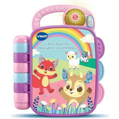 VTech -Baby Libro Musical Descubre los Animales, Libro Infantil para bebés +6 Meses, páginas interactivas, aprende el Clima, la Ropa, Animales, Colores, Versión ESP VTech -Baby Libro Musical Descubre los Animales, Libro Infantil para bebés +6 Meses, páginas interactivas, aprende el Clima, la Ropa, Animales, Colores, Versión ESP