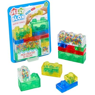 Bizak Jelly Blox Pack Creativo 10 Piezas, Juego de construcción sensorial con Bloques blanditos y Coloridos, Suaves y fáciles de Encajar, para apretar y Crear sin límites, Desde 2 años () Bizak Jelly Blox Pack Creativo 10 Piezas, Juego de construcción sensorial con Bloques blanditos y Coloridos, Suaves y fáciles de Encajar, para apretar y Crear sin límites, Desde 2 años ()