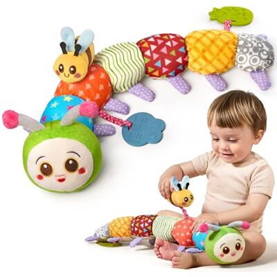 TUMAMA KIDS Juguetes para Bebé 0 3 6 Meses Juguete Oruga, Juguete Sensorial Montessori, Juguete para Bebé Niña Tummy Time, Juguete de Peluche con Sonajero,Anillo para la Dentición, Papel Arrugado TUMAMA KIDS Juguetes para Bebé 0 3 6 Meses Juguete Oruga, Juguete Sensorial Montessori, Juguete para Bebé Niña Tummy Time, Juguete de Peluche con Sonajero,Anillo para la Dentición, Papel Arrugado