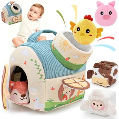 FLEXTRIX Juguetes Bebes 6-12 Meses, Granja Juguete de Peluche con Sonajas, Arrugas, Espejo, Juguetes Montessori Bebes 6-12 Meses, Juguetes Niños 2 Años, Desarrollo de Motricidad Fina FLEXTRIX Juguetes Bebes 6-12 Meses, Granja Juguete de Peluche con Sonajas, Arrugas, Espejo, Juguetes Montessori Bebes 6-12 Meses, Juguetes Niños 2 Años, Desarrollo de Motricidad Fina