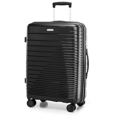 WITTCHEN Juego de 3 Maletas Trolley Juego de Maletas de Mano Polipropileno Asa telescópica Cuatro Ruedas giratorias Cerradura de combinación TSA Fuerta Line Negro WITTCHEN Juego de 3 Maletas Trolley Juego de Maletas de Mano Polipropileno Asa telescópica Cuatro Ruedas giratorias Cerradura de combinación TSA Fuerta Line Negro