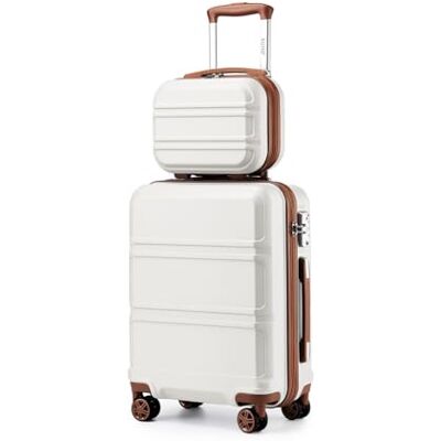 Kono Juegos de Equipaje de 2 Piezas Rigidas 55 cm Maleta de Cabina con Neceser Trolley de Viaje Equipaje de Mano con 4 Ruedas giratorias y Cerradura TSA (Crema Claro) Kono Juegos de Equipaje de 2 Piezas Rigidas 55 cm Maleta de Cabina con Neceser Trolley de Viaje Equipaje de Mano con 4 Ruedas giratorias y Cerradura TSA (Crema Claro)