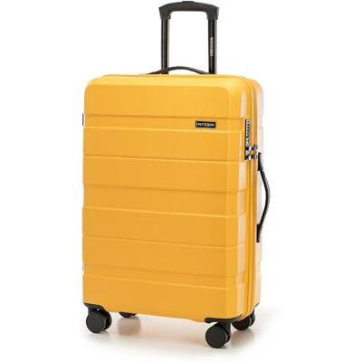 WITTCHEN Maleta Trolley Mediana ABS Rígido Maleta con 4 Ruedas Cerradura de Combinación Mango Telescópico Comodo Line Amarillo WITTCHEN Maleta Trolley Mediana ABS Rígido Maleta con 4 Ruedas Cerradura de Combinación Mango Telescópico Comodo Line Amarillo