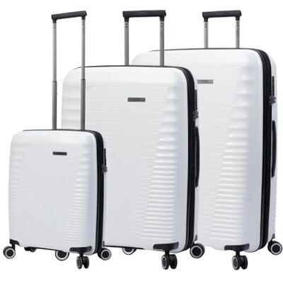 TOTTO Juego de Maletas rígidas Traveler Color Blanco Tres Medidas de Maletas Sistema expandible Sistema TSA Forro de poliéster TOTTO Juego de Maletas rígidas Traveler Color Blanco Tres Medidas de Maletas Sistema expandible Sistema TSA Forro de poliéster