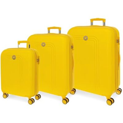 MOVOM Riga Juego de Maletas Amarillo, Rígida, 4 Ruedas Dobles MOVOM Riga Juego de Maletas Amarillo, Rígida, 4 Ruedas Dobles