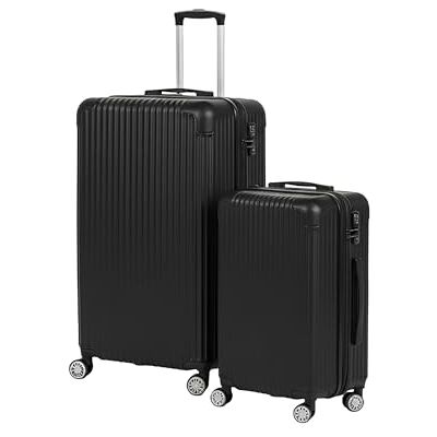 Relaxdays Set de Maletas 2 Piezas, Carcasa Dura, 4 Ruedas, asa telescópica, Cerradura de combinación, Negro, 65x42x25.5 Relaxdays Set de Maletas 2 Piezas, Carcasa Dura, 4 Ruedas, asa telescópica, Cerradura de combinación, Negro, 65x42x25.5