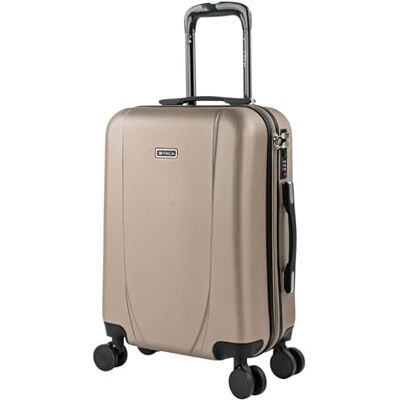 ITACA Maleta de Cabina 55x40x20 Maletas De Viaje Cabina Rígidas Trolley con 4 Ruedas Dobles para Avion Ligera Equipaje De Mano Candado de Combinación. Compatible Ryanair, Champagne ITACA Maleta de Cabina 55x40x20 Maletas De Viaje Cabina Rígidas Trolley con 4 Ruedas Dobles para Avion Ligera Equipaje De Mano Candado de Combinación. Compatible Ryanair, Champagne
