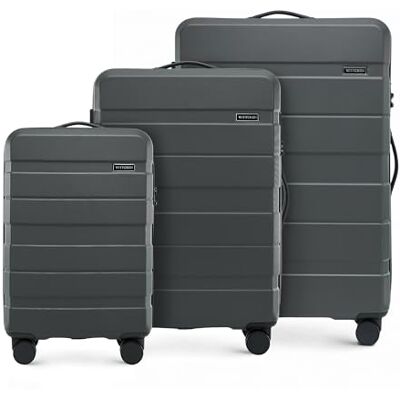 WITTCHEN Juego de 3 Maletas Trolley Maleta de Mano ABS Carcasa Dura con 4 Ruedas giratorias Cerradura de combinación asa telescópica Comodo Line Gris Oscuro WITTCHEN Juego de 3 Maletas Trolley Maleta de Mano ABS Carcasa Dura con 4 Ruedas giratorias Cerradura de combinación asa telescópica Comodo Line Gris Oscuro