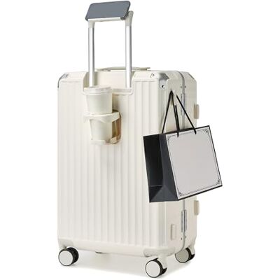 Kono Maleta Mediana 24 Pulgadas 65,5 x 27 x 44 cm, Maleta rígida Mediana de PC sin Cremallera, Maleta de Viaje Mediana con TSA, 4 Ruedas y portavasos Kono Maleta Mediana 24 Pulgadas 65,5 x 27 x 44 cm, Maleta rígida Mediana de PC sin Cremallera, Maleta de Viaje Mediana con TSA, 4 Ruedas y portavasos