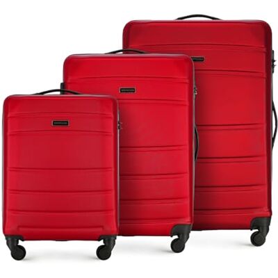 WITTCHEN Maleta de Viaje Juego de 3 Maletas Trolley Maletas de Cabina Juego de Maletas ABS con 4 Ruedas Spinner Cerradura de combinación Asa telescópica Globe Line Rojo Ryanair/Vueling/Iberia WITTCHEN Maleta de Viaje Juego de 3 Maletas Trolley Maletas de Cabina Juego de Maletas ABS con 4 Ruedas Spinner Cerradura de combinación Asa telescópica Globe Line Rojo Ryanair/Vueling/Iberia