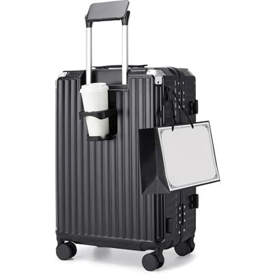 Kono Maleta Mediana 24 Pulgadas 65,5 x 27 x 44 cm, Maleta rígida Mediana de PC sin Cremallera, Maleta de Viaje Mediana con TSA, 4 Ruedas y portavasos Kono Maleta Mediana 24 Pulgadas 65,5 x 27 x 44 cm, Maleta rígida Mediana de PC sin Cremallera, Maleta de Viaje Mediana con TSA, 4 Ruedas y portavasos
