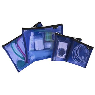Travelon Juego de 4 bolsas de malla, Azul, 9.5 x 12.75 x 0.5 Travelon Juego de 4 bolsas de malla, Azul, 9.5 x 12.75 x 0.5