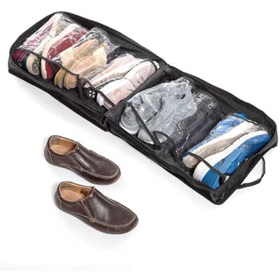 InnovaGoods Bolso de Viaje para Calzado, 6 Compartimentos Transparentes, Capacidad para 12 Zapatos, Diseño Compacto y Ligero, Negro, Mediano, Poliéster InnovaGoods Bolso de Viaje para Calzado, 6 Compartimentos Transparentes, Capacidad para 12 Zapatos, Diseño Compacto y Ligero, Negro, Mediano, Poliéster