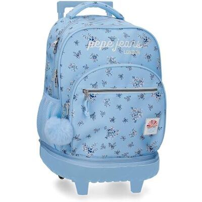 Pepe Jeans Olivia Mochila Compact 2 Ruedas Azul Claro 32x43x21 cm Poliéster 29L by Joumma Bags Pepe Jeans Olivia Mochila Compact 2 Ruedas Azul Claro 32x43x21 cm Poliéster 29L by Joumma Bags