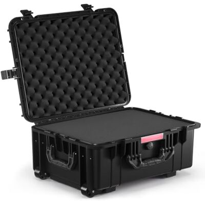 VEVOR Estuche Rígido Impermeable de 573 x 450 x 277 mm con Ruedas Giratorias y Manija Retráctil, Estuche Protector Impermeable IP67 con 4 Clips, 4 Orificios para Candado y Espuma Insertada, Negro VEVOR Estuche Rígido Impermeable de 573 x 450 x 277 mm con Ruedas Giratorias y Manija Retráctil, Estuche Protector Impermeable IP67 con 4 Clips, 4 Orificios para Candado y Espuma Insertada, Negro