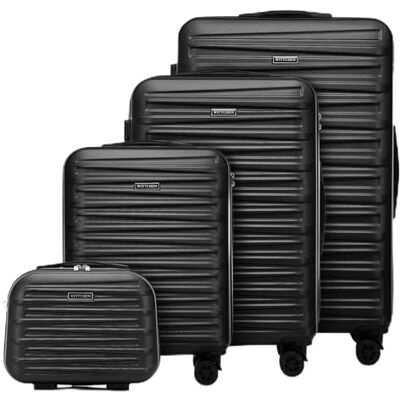 WITTCHEN Skyspeed Line Juego de 4 Maletas de Viaje Trolley con Ruedas Equipaje de Mano con Neceser maletín rígido ABS Cerradura de combinación asa telescópica 4 Ruedas Negro Ryanair/Vueling/Iberia WITTCHEN Skyspeed Line Juego de 4 Maletas de Viaje Trolley con Ruedas Equipaje de Mano con Neceser maletín rígido ABS Cerradura de combinación asa telescópica 4 Ruedas Negro Ryanair/Vueling/Iberia