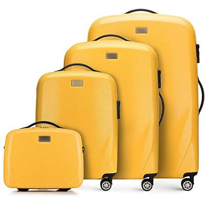 WITTCHEN WITCHEN PC Ultra Light Equipaje Duro Maleta de Viaje Maleta con Ruedas Set 4 Maletas de Policarbonato Cuatro Ruedas giratorias Cierre TSA Mango telescópico de Aluminio Talla (S+M+L+Neceser) Amarillo WITTCHEN WITCHEN PC Ultra Light Equipaje Duro Maleta de Viaje Maleta con Ruedas Set 4 Maletas de Policarbonato Cuatro Ruedas giratorias Cierre TSA Mango telescópico de Aluminio Talla (S+M+L+Neceser) Amarillo