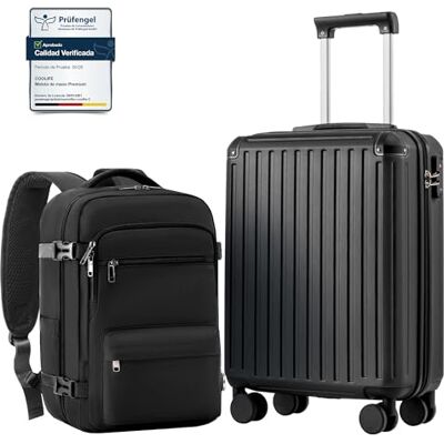 COOLIFE EasyJet Maleta Cabina 55x40x20 y Ryanair Equipaje de Mano 40x30x20 PC+ABS Rígida, Cerradura TSA, 4 ruedas gemelas, resistente – Ideal para priority, reuniones & viajes de negocios, prácticas COOLIFE EasyJet Maleta Cabina 55x40x20 y Ryanair Equipaje de Mano 40x30x20 PC+ABS Rígida, Cerradura TSA, 4 ruedas gemelas, resistente – Ideal para priority, reuniones & viajes de negocios, prácticas